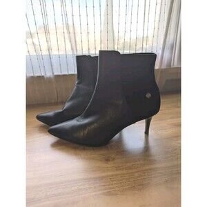 Louise Et Cie Black Ankle Boots Stiletto Pointed Toe Suede and Leather 7 (R01)